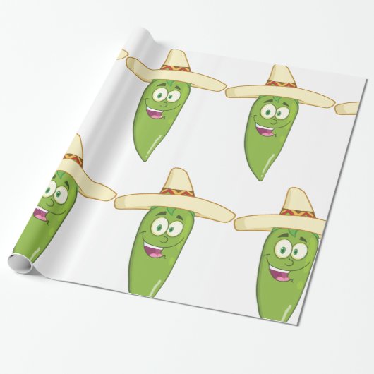Het glimlachen van Green Chili Pepper Cadeaupapier (Uitgerold)