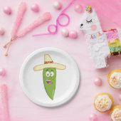 Het glimlachen van Green Chili Pepper Papieren Bordje (Feest)