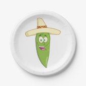 Het glimlachen van Green Chili Pepper Papieren Bordje (Voorkant)