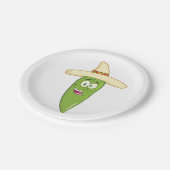 Het glimlachen van Green Chili Pepper Papieren Bordje (Gekanteld)