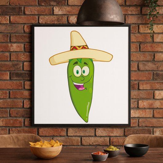 Het glimlachen van Green Chili Pepper Poster