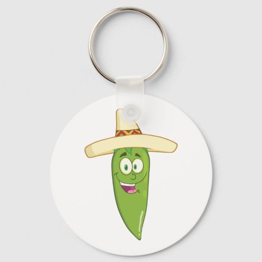 Het glimlachen van Green Chili Pepper Sleutelhanger (Voorkant)