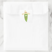 Het glimlachen van Green Chili Pepper Vierkante Sticker (Tas)