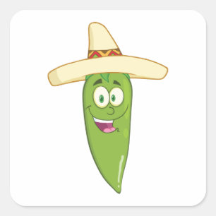 Het glimlachen van Green Chili Pepper Vierkante Sticker