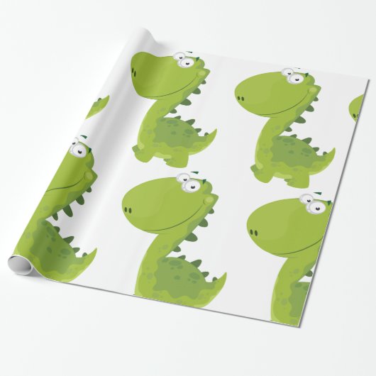 Het glimlachen van Green Dino Cadeaupapier (Uitgerold)