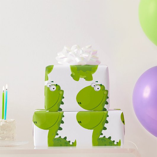 Het glimlachen van Green Dino Cadeaupapier