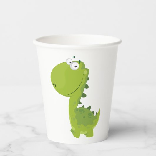 Het glimlachen van Green Dino Papieren Bekers (Voorkant)
