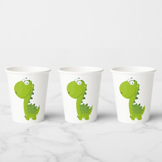 Het glimlachen van Green Dino Papieren Bekers
