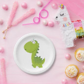 Het glimlachen van Green Dino Papieren Bordje (Feest)