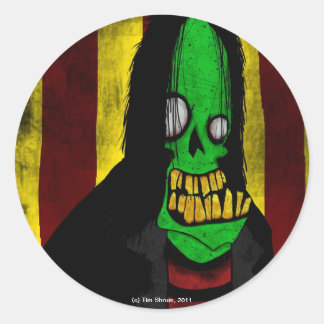 Het glimlachen van Green Zombie Round Sticker