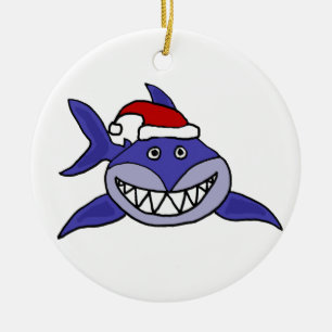Het glimlachen van haaien die kerstkerstkunst met keramisch ornament