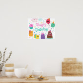 Het glimlachen van Happy Birthday Poster (Keuken)