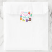 Het glimlachen van Happy Birthday Vierkante Sticker (Tas)