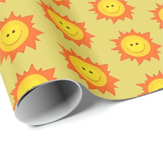 Het glimlachen van Happy Sun Pattern Cadeaupapier (Rol Hoek)