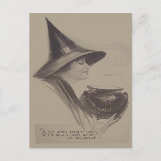 Het glimlachen van heks Cauldron Spell Potion Sepi Briefkaart (Voorkant)