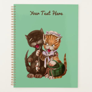 Het glimlachen van het witte Pet van Lady Cat geef Planner