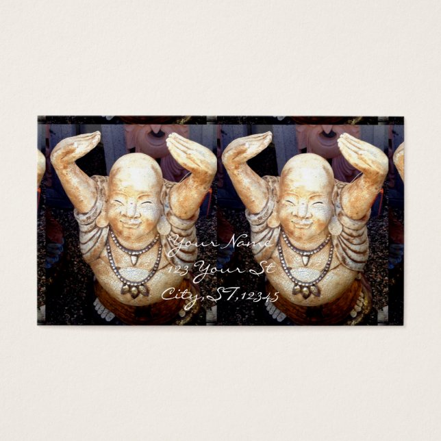 Het glimlachen van Hotei Buddhas Visitekaartje (Voorkant)