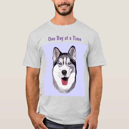 Het glimlachen van Husky 1 dag per keer T-shirt (Voorkant)