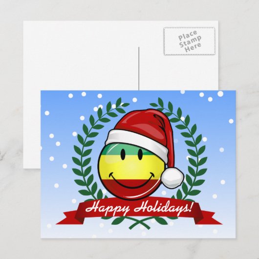 Het glimlachen van kerststijl Rastafarian Flag Feestdagenkaart (Voorkant / Achterkant)