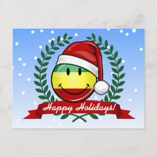 Het glimlachen van kerststijl Rastafarian Flag Feestdagenkaart