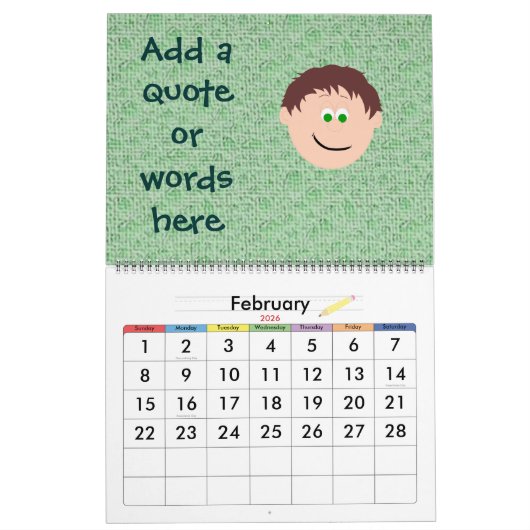Het glimlachen van Kinder gezichten personaliseert Kalender (Feb 2026)
