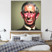 Het glimlachen van King Charles III Wall Art Canvas Afdruk (Insitu (Slaapkamer))