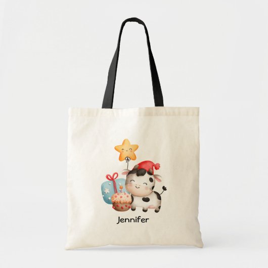 Het glimlachen van Koe Cute Schattig Birthday Them Tote Bag (Voorkant)