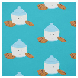 Het glimlachen van koekjespot met koekjes eromheen stof