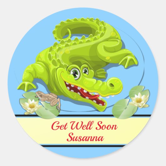 Het glimlachen van krokodil komt goed ronde sticker (Voorkant)