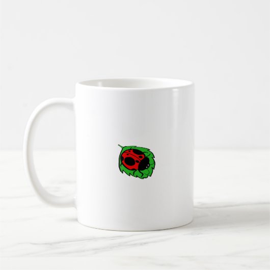 Het glimlachen van Ladybug op Green Leaf Mini - Koffiemok (Links)
