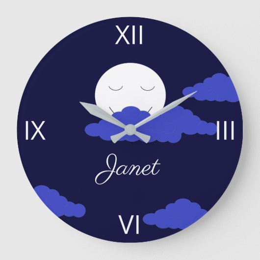 Het glimlachen van maan met Donkere wolken Grote Klok (Voorkant)