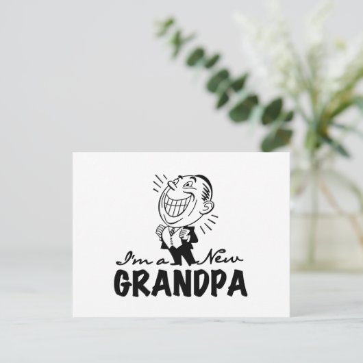 Het glimlachen van nieuwe Grandpa T-shirts en cade Briefkaart (Staand voorkant)