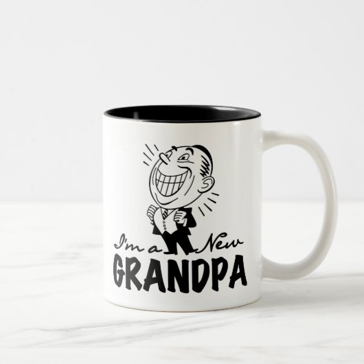 Het glimlachen van nieuwe Grandpa T-shirts en cade Tweekleurige Koffiemok (Rechts)