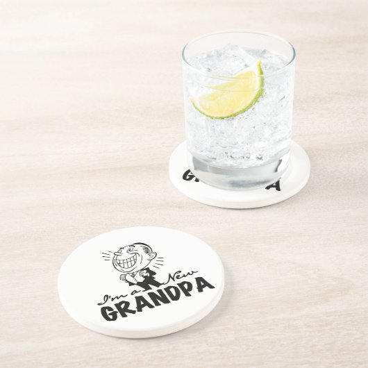 Het glimlachen van nieuwe Grandpa T-shirts en cade Zandsteen Onderzetter (Zijkant)