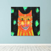 Het glimlachen van Oranje kat Abstract schilderen Canvas Afdruk (Insitu (Houten vloer))