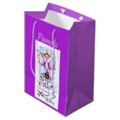 Het glimlachen van Paarse engel op witte wolk met  Medium Cadeauzakje (Voorkant Gekanteld)