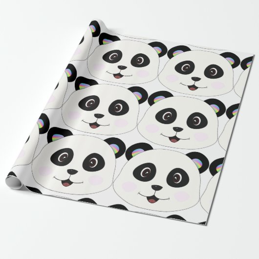 Het glimlachen van Panda Face Cadeaupapier (Uitgerold)