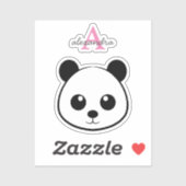 Het glimlachen van panda-gezicht Monogram Sticker (Vel)