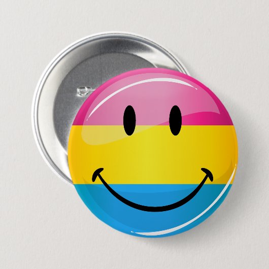Het glimlachen van Pansexual Pride Flag Ronde Button 7,6 Cm (Voorkant /achterkant)