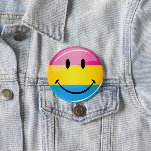 Het glimlachen van Pansexual Pride Flag Ronde Button 7,6 Cm (In situ)