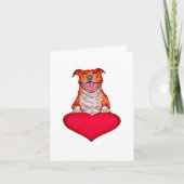 Het glimlachen van Pit Bull Love Heart Illustratie Bedankkaart (Voorkant)