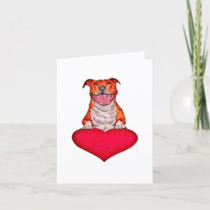 Het glimlachen van Pit Bull Love Heart Illustratie Bedankkaart