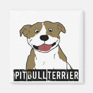 Het glimlachen van Pit Bull (Tan en White enkel ra Magneet