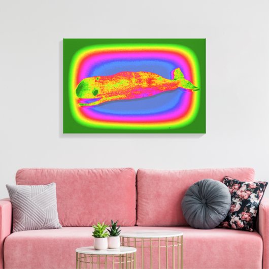 het glimlachen van psychedelisch walvisdoek canvas afdruk (Insitu (Woonkamer))