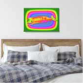 het glimlachen van psychedelisch walvisdoek canvas afdruk (Insitu (Slaapkamer))