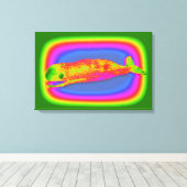het glimlachen van psychedelisch walvisdoek canvas afdruk (Insitu (Houten vloer))