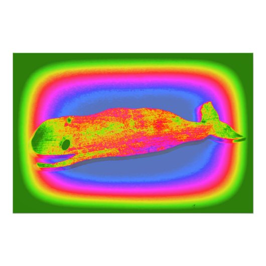 het glimlachen van psychedelische walvisfotoprint foto afdruk (Voorkant)