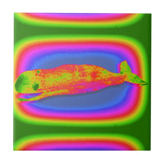 het glimlachen van psychedelische walvistegels tegeltje (Voorkant)