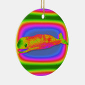 het glimlachen van psychedelische walvisversiering keramisch ornament (Rechts)