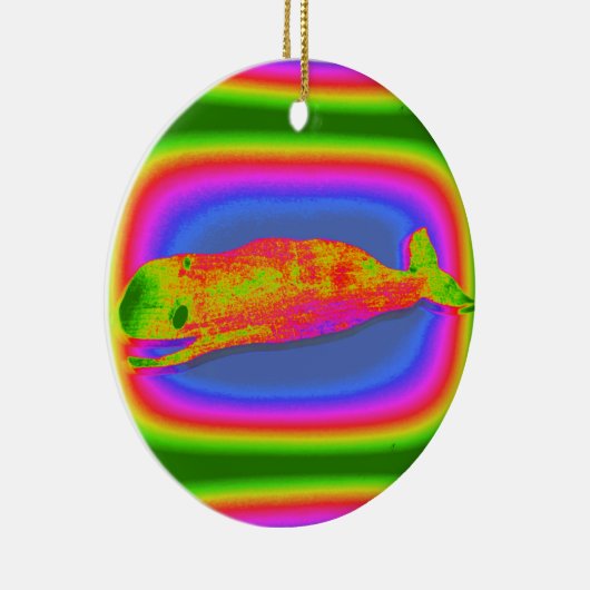 het glimlachen van psychedelische walvisversiering keramisch ornament (Rechts)